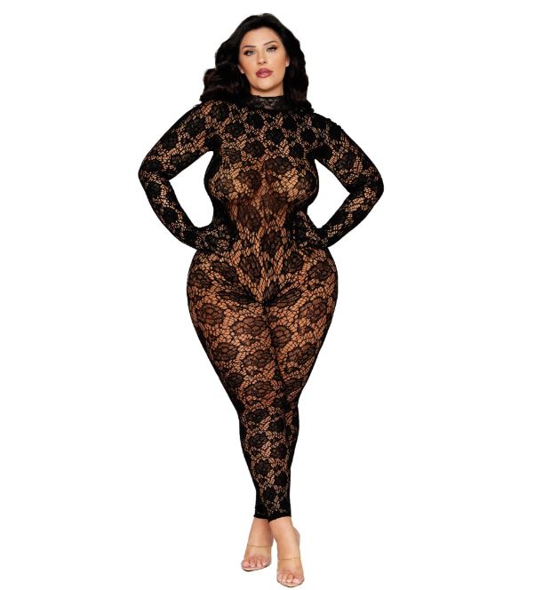 GLOVED BODYSTOCKING BLACK Q/S - DG0516BLKX