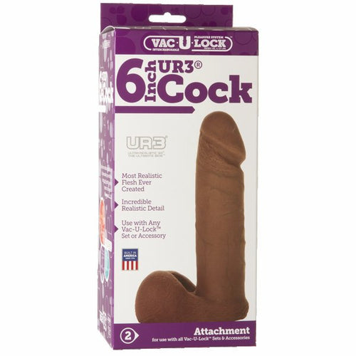 VAC U LOCK ULTRASKYN COCK BROWN 6IN