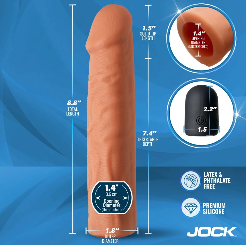 JOCK ENHANCERS 1.5IN REALISTIC PENIS EXTENSION VIBRATING MEDIUM - CN1019MED