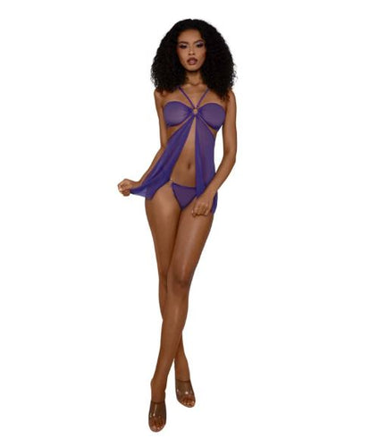 DREAMGIRL BODYDOLL SET WITH PANTY ULTRA VIOLET OS - DG14307UVLT