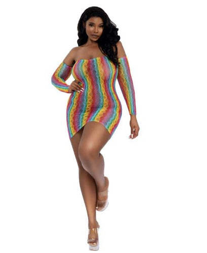 MINI DRESS WITH ARM WARMERS RAINBOW OSQ - DG14313RNB