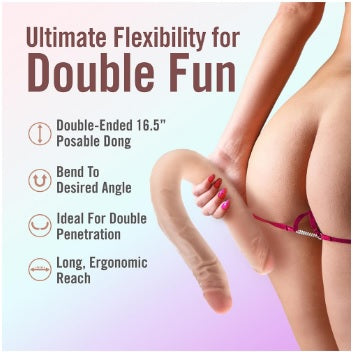 DR SKIN PLUS - 16.5 POSABLE DOUBLE DONG - BEIGE " - BN32093