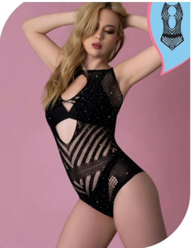 LOVE RHINESTONE CRYSTAL SEAMLESS TEDDY BLACK
