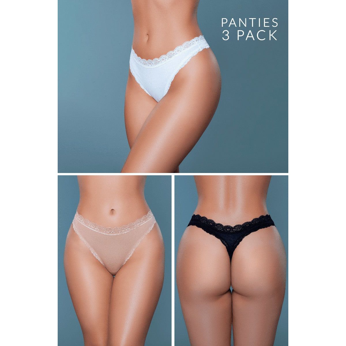 2202 Mandy Thong 3 Pack-Pinkfoxxx