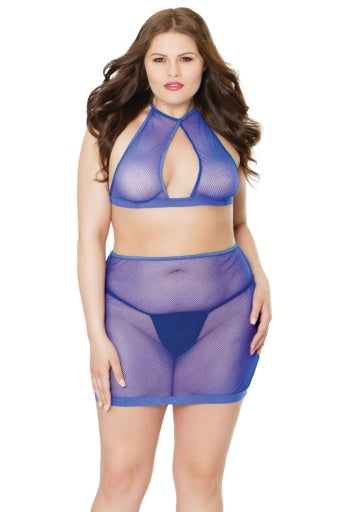 2488 - Fishnet Halter Top & High Waisted Skirt