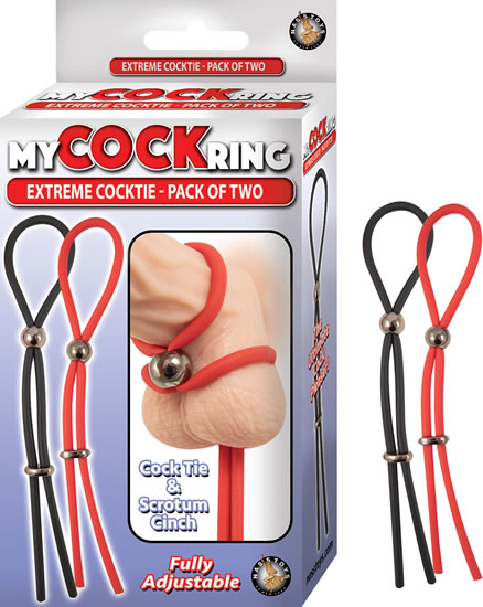 MY COCKRING EXTREME COCKTIE 2 PACK- BLACK & RED