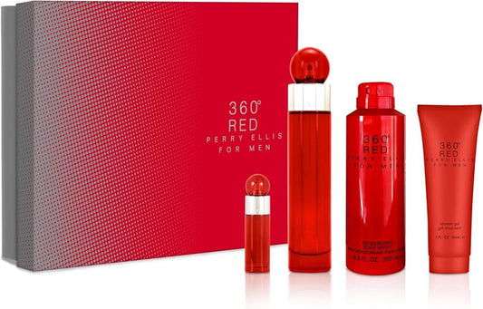 360 PERRY RED 4PC SET, MEN'S GIFT SET-Pinkfoxxx