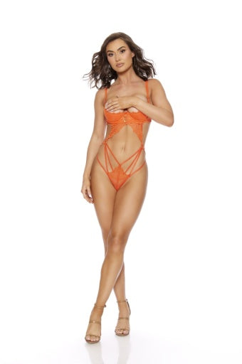 37472-Strappy Demi Teddy - Lingerie-Pinkfoxxx