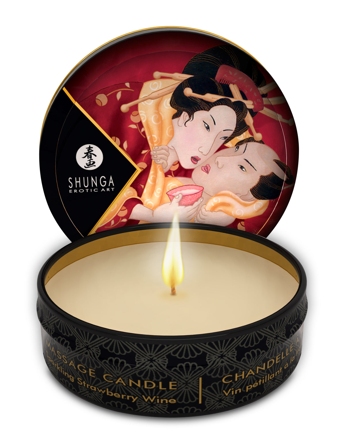 MINI MASSAGE CANDLE ROMANCE/ SPARKLING STRAWBERRY WINE 1 OZ - SH4608