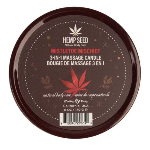 HEMP SEED 3-IN-1 MASSAGE CANDL MISTLETOE MISCHIEF 6OZ - EBHSCH025A