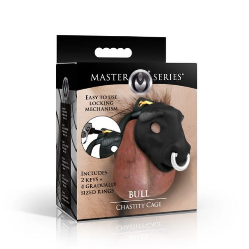 MASTER SERIES BULL CHASTITY CAGE BLACK - XRAH664BLK