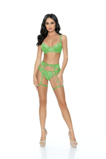 73228 - 3 Pc Lace Bra Set - Lingerie-Pinkfoxxx