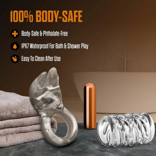 STAY HARD VIBRATING COCK RING SET W/SLEEVE - BN74209