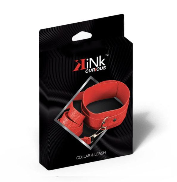 KINK CURIOUS COLLAR & LEASH SET RED - FRKINK021953