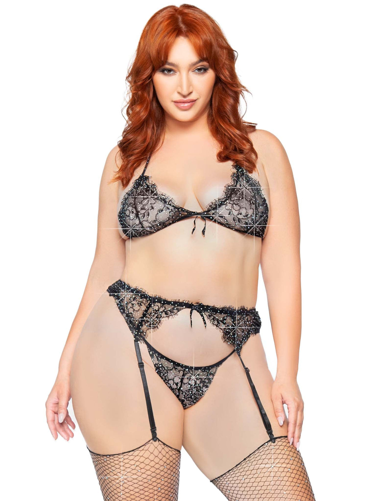 Love to Love Rhinestone Lace Bra Set - 81627 00201