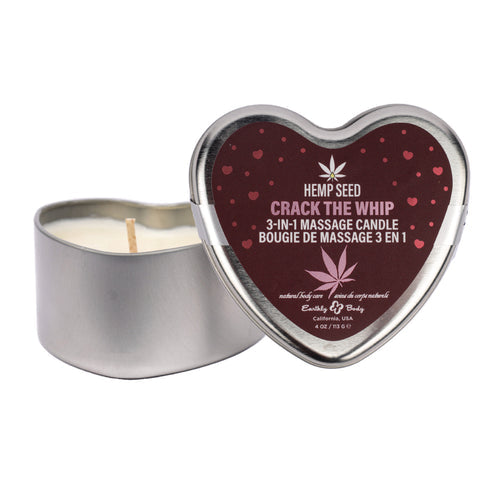 HEMP SEED 3 N 1 VALENTINE'S 2025 MASSAGE CANDLE CRACK THE WHIP 4.7 OZ - EBHSCV025A