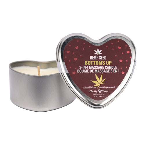 HEMP SEED 3 N 1 VALENTINE'S 2025 MASSAGE CANDLE BOTTOM'S UP 4.7 OZ - EBHSCV025B