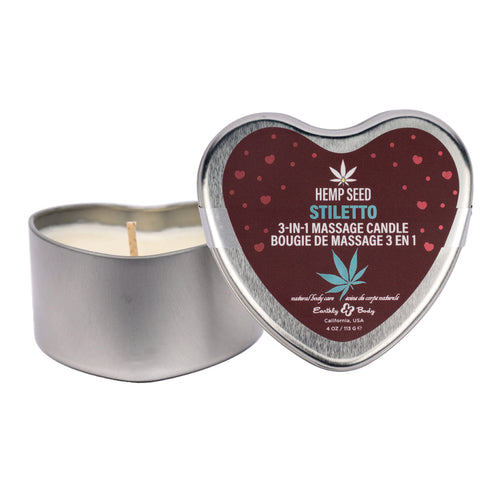 HEMP SEED 3 N 1 VALENTINE'S 2025 MASSAGE CANDLE STILETTO 4.7 OZ - EBHSCV025C