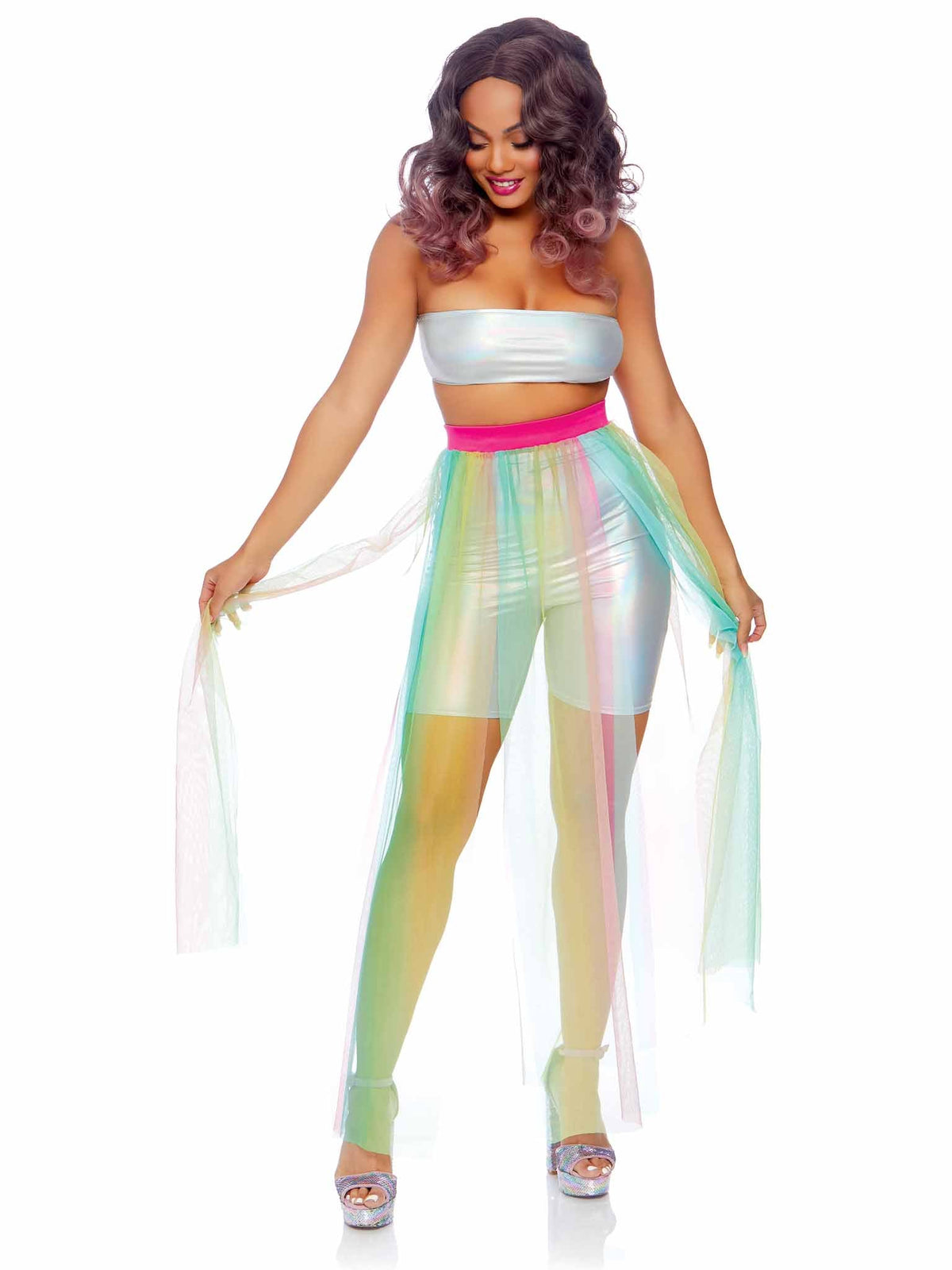 Multi Slit Sheer Full Length Maxi Skirt - 86773 00222