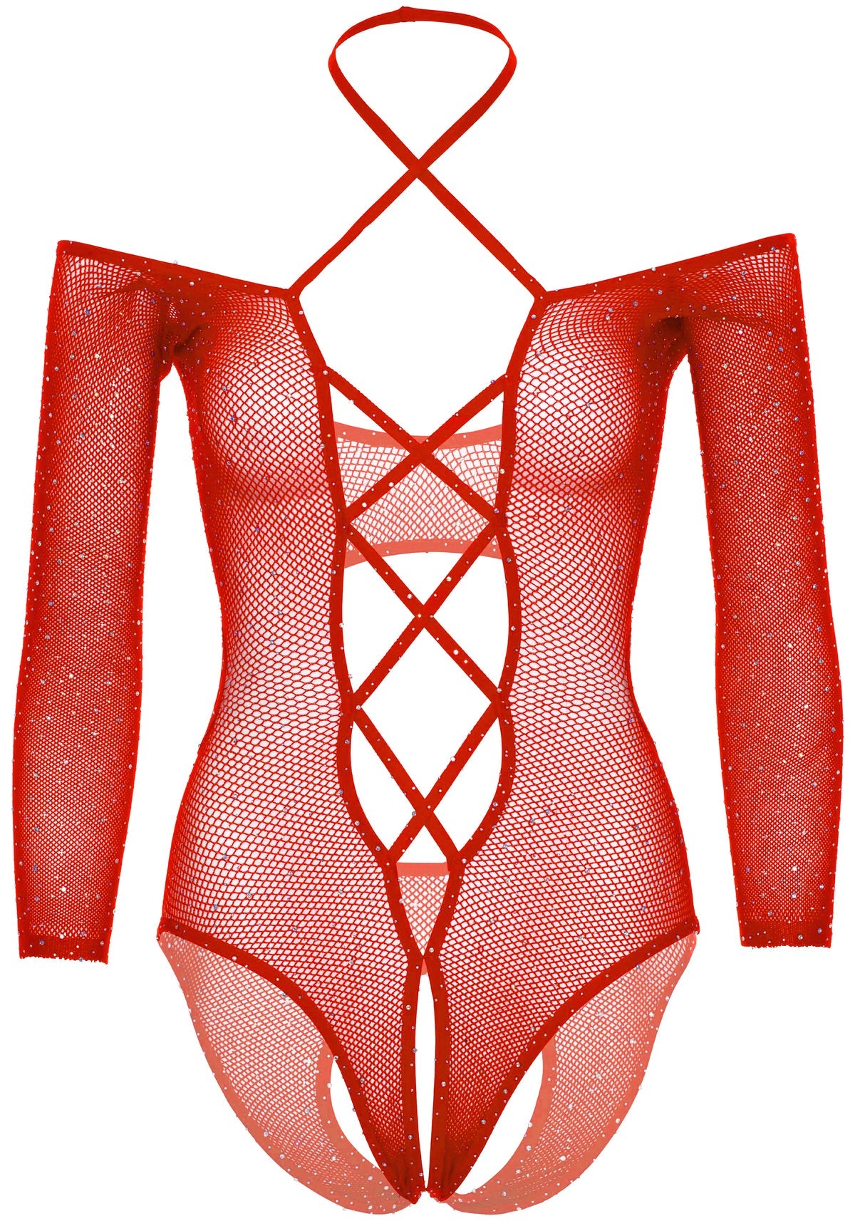 Say My Name Rhinestone Crotchless Teddy - 89316 00122