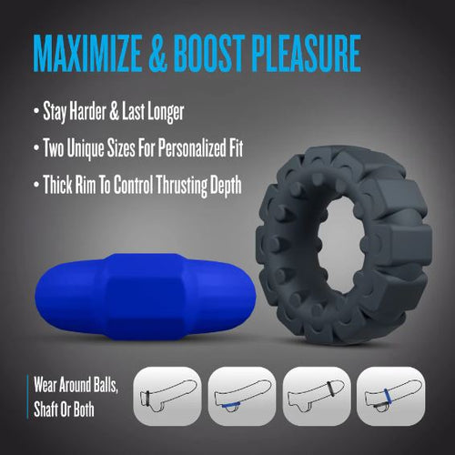 PERFORMANCE PLUS ENGAGE 2 COCK RING SET PLAT/BLK - BN92002