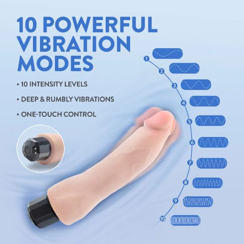 AU NATUREL 8.75IN BEIGE VIBRATING REALISTIC DUAL DENSI - BN93913