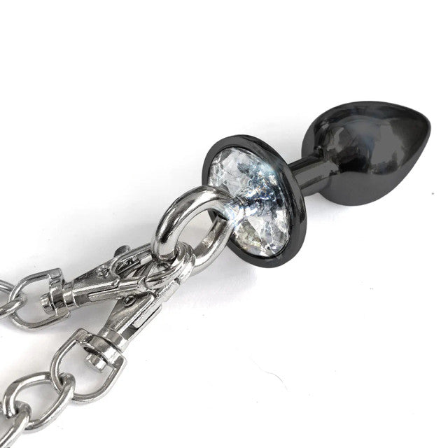 NIXIE METAL BUTT PLUG & FURRY CUFF SET BLACK - GN1000354