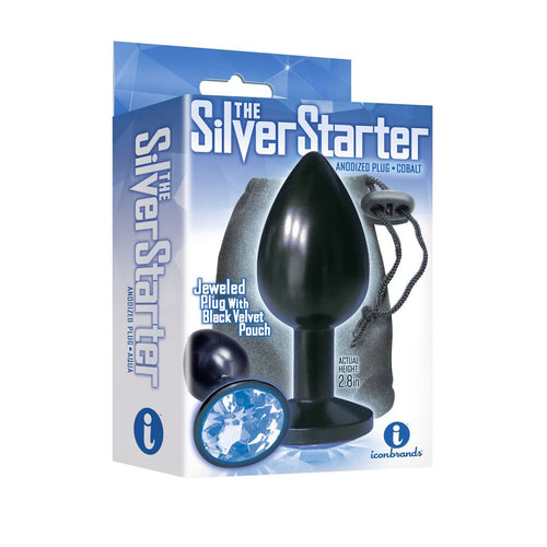 9'S SILVER STARTER ANODIZED BEJEWELED STEEL PLUG COBALT - IB26132