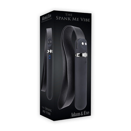 Adam & Eve Spank Me Vibe Rechargeable Silicone Vibrator With Slap Strap End Black-Pinkfoxxx