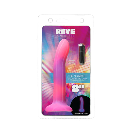 Addiction Rave Bendable 8 in. Silicone Dildo Glow in the Dark Pink Purple-Pinkfoxxx
