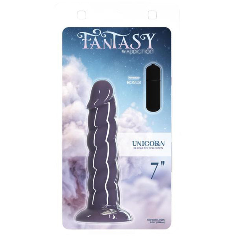 Addiction Unicorn Fantasy Dong 7 in. Purple With PowerBullet-Pinkfoxxx