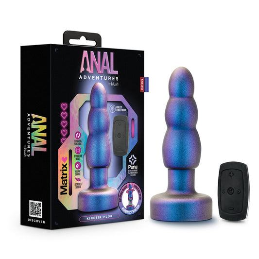 Anal Adventures Matrix Kinetik Plug with Remote Space Age Blue-Pinkfoxxx