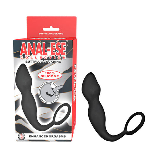 Anal-Ese Collection Buttplug Cockring-Black-Pinkfoxxx