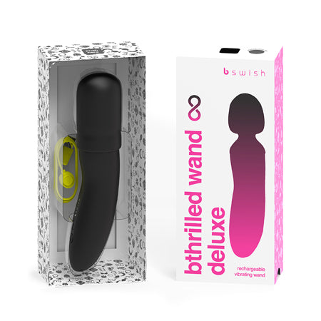 B Swish Bthrilled Premium Mini Wand Noir-Pinkfoxxx