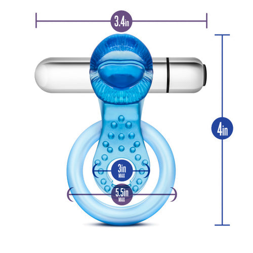 STAY HARD 10 FUNCTION VIBRATING TONGUE RING BLUE - BN66092