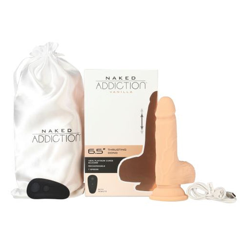 NAKED ADDICTION 6.5IN VANILLA THRUSTING DONG W/ REMOTE - BMS88625