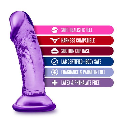 B YOURS SWEET N SMALL 4IN DILDO W/ SUCTION CUP PURPLE - BN13621