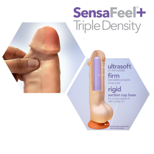 DR SKIN PLUS 9IN THICK POSABLE DILDO W/ BALLS VANILLA - BN16973