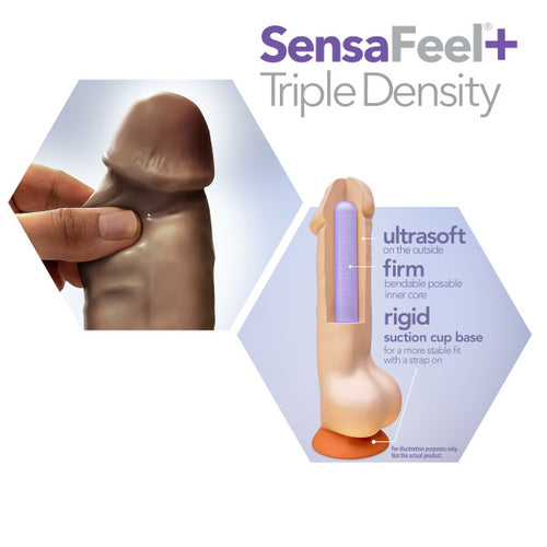 DR SKIN PLUS 9IN THICK POSABLE DILDO W/ BALLS CHOCOLATE - BN16976