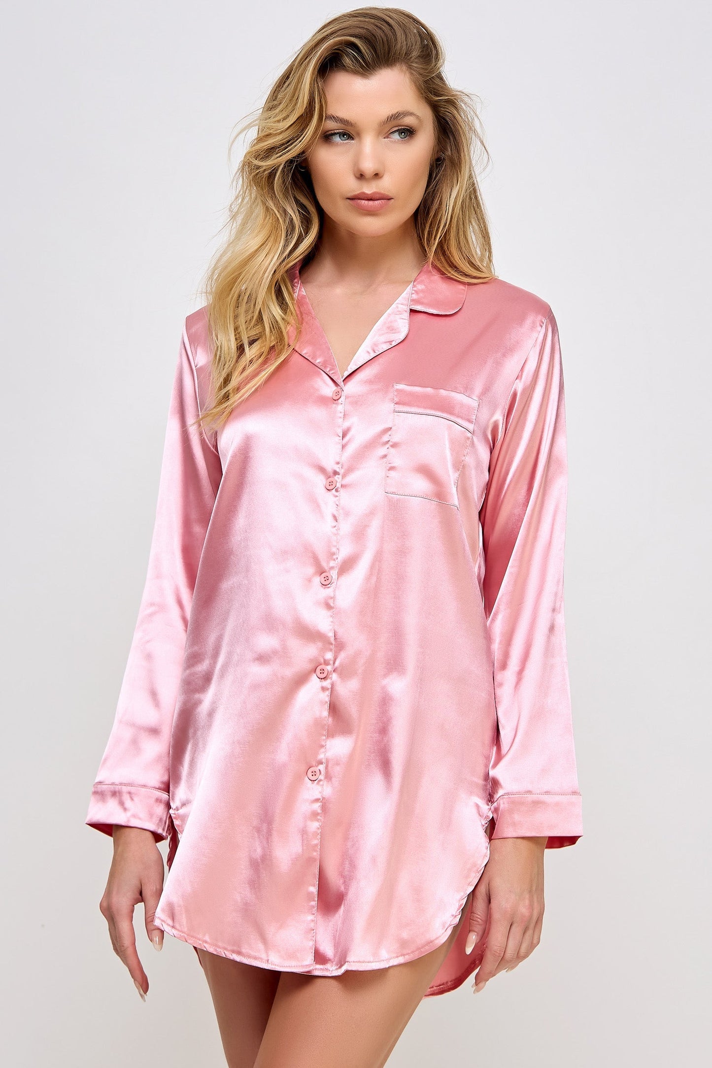 BW1788 Kimberly Satin Sleepshirt-Pinkfoxxx