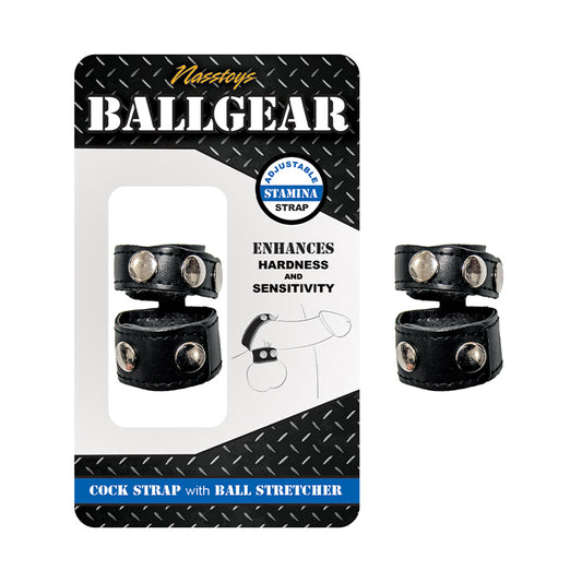 Ballgear Cock Strap With Ball Stretcher Black-Pinkfoxxx