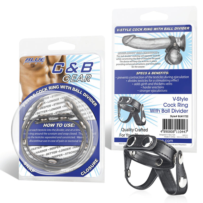 Blue Line C & B Gear V-style Cock Ring with Ball Divider-Pinkfoxxx