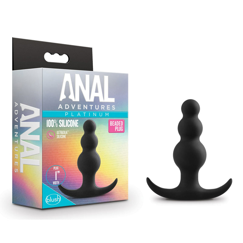 Blush Anal Adventures Platinum Silicone Beaded Plug Black-Pinkfoxxx