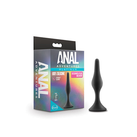 Blush Anal Adventures Platinum Silicone Beginner Plug Medium Black-Pinkfoxxx