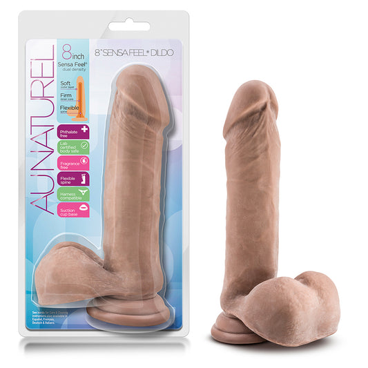Blush Au Naturel 8 in. Posable Dual Density Dildo with Balls & Suction Cup Tan-Pinkfoxxx
