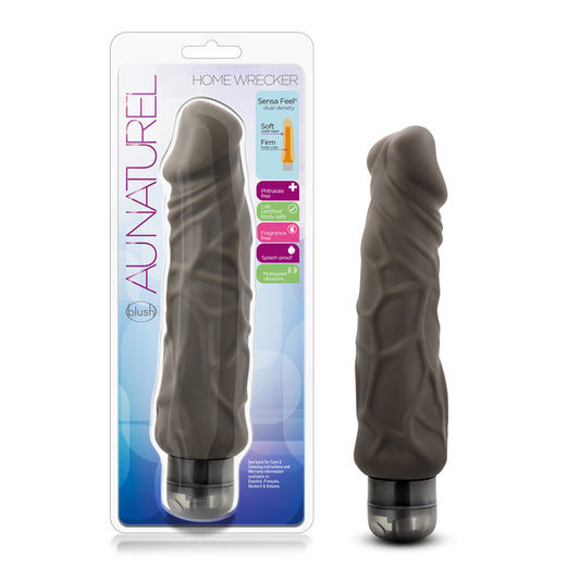 Blush Au Naturel Home Wrecker 9.5 in. Dual Density Vibrating Dildo Brown-Pinkfoxxx