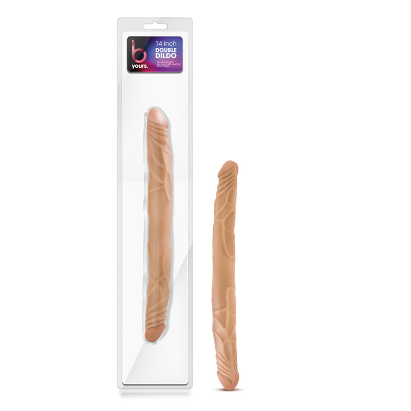 Blush B Yours 14 in. Double Dildo Tan-Pinkfoxxx