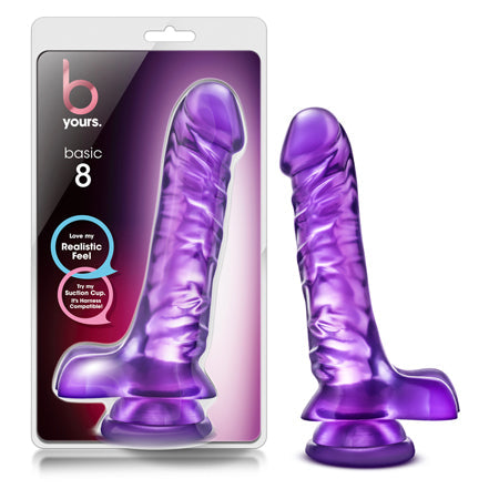 Blush B Yours Basic 8 Realistic 9 in. Dildo with Balls & Suction Cup Purple-Pinkfoxxx