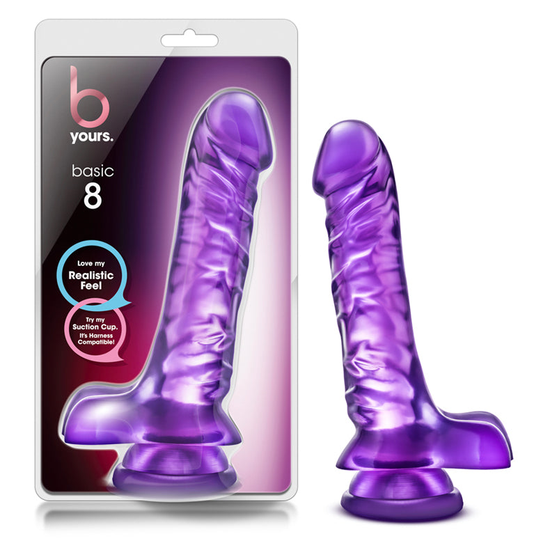 Blush B Yours Basic 8 Realistic 9 in. Dildo with Balls & Suction Cup Purple-Pinkfoxxx