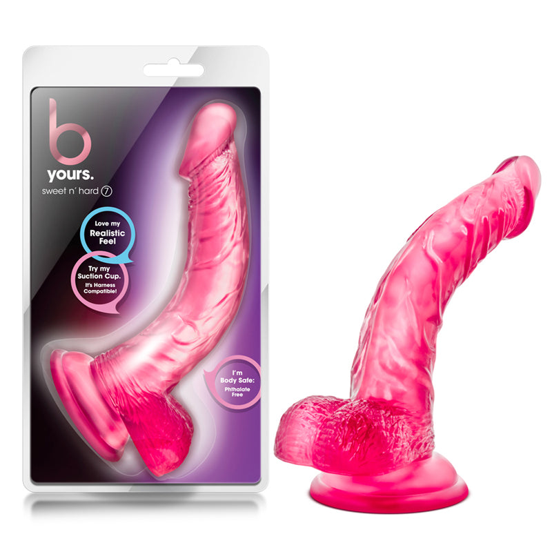 Blush B Yours Sweet 'n Hard 7 Realistic 8.5 in. Dildo with Balls & Suction Cup Pink-Pinkfoxxx